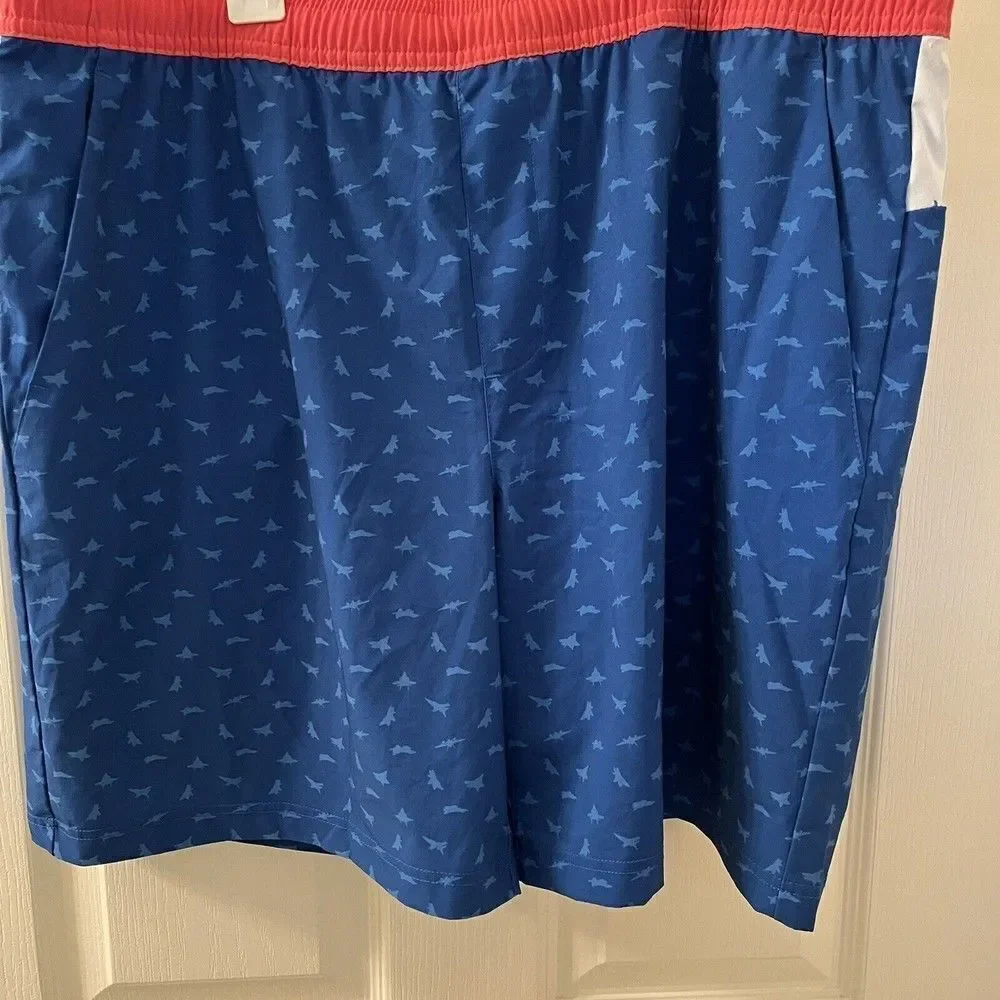 Chubbies Fighter Jets Planes Swim Trunks Board Shorts Red White Blue Men's 2XL